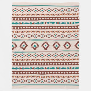 Aztec Rusts Teal Cream Mixed Motifs Mönster Fleecefilt