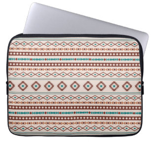 Aztec Rusts Teal Cream Mixed Motifs Mönster Laptop Fodral