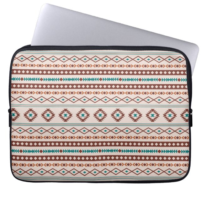 Aztec Rusts Teal Cream Mixed Motifs Mönster Laptop Fodral (Framsidan)