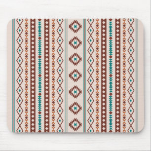 Aztec Rusts Teal Cream Mixed Motifs V Mönster Musmatta