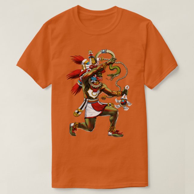 Aztec Serpent Gud Quetzalcoatl T Shirt (Design framsida)