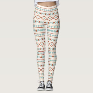 Aztec Shapes Lg Mönster Rust Teal Cream Leggings