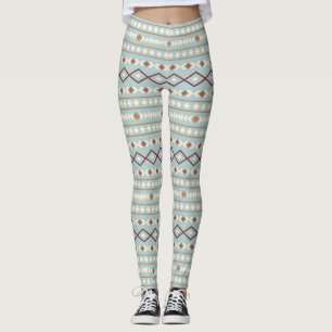 Aztec Shapes Lg Mönster Rusts Cream Teal-Blue Leggings