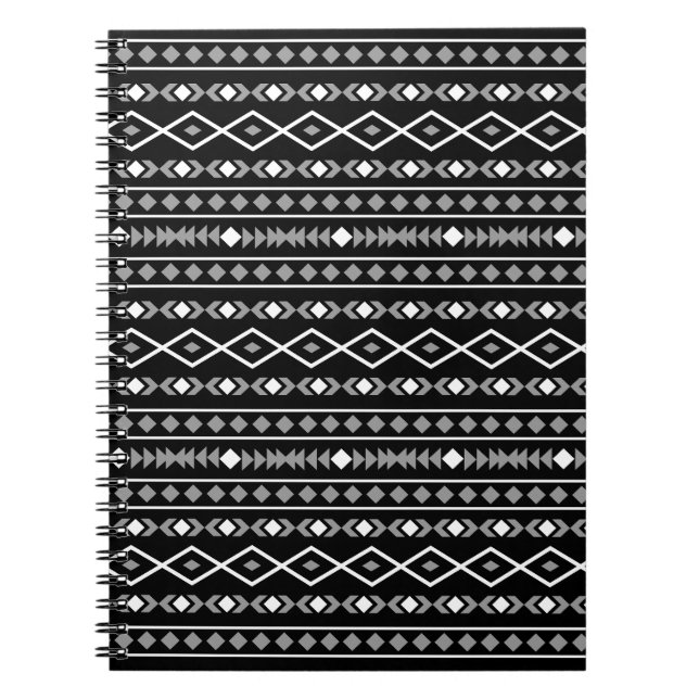 Aztec Shapes Mönster Grått White Black Anteckningsbok (Framsidan)
