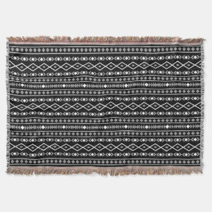 Aztec Shapes Mönster Grått White Black Filt