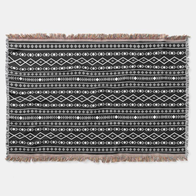 Aztec Shapes Mönster Grått White Black Filt (Framsidan)