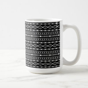 Aztec Shapes Mönster Grått White Black Kaffemugg
