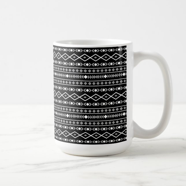 Aztec Shapes Mönster Grått White Black Kaffemugg (Höger)