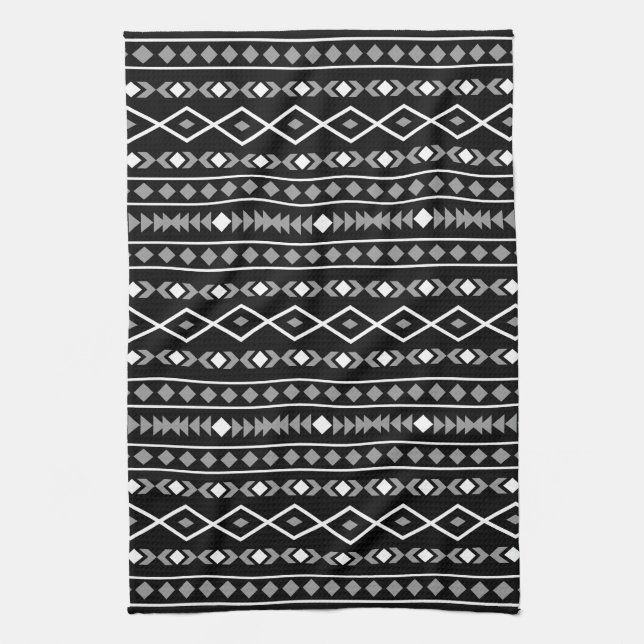 Aztec Shapes Mönster Grått White Black Kökshandduk (Vertikal)