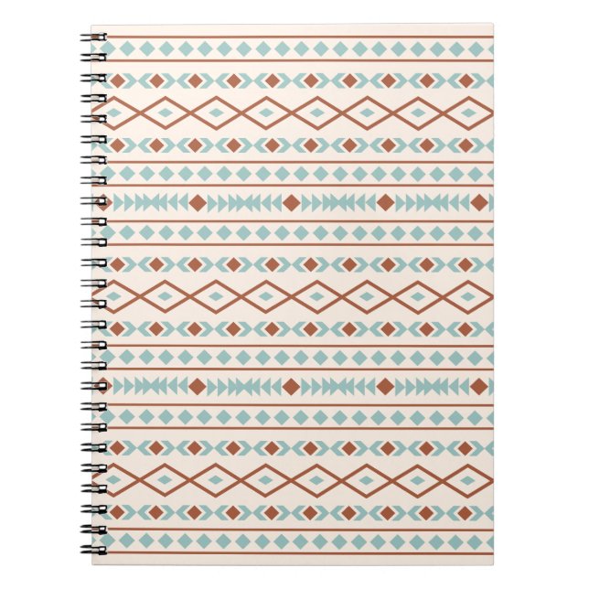 Aztec Shapes Mönster Rust Teal Cream Anteckningsbok (Framsidan)