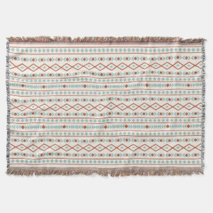 Aztec Shapes Mönster Rust Teal Cream Filt