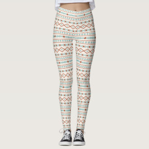 Aztec Shapes Mönster Rust Teal Cream Leggings