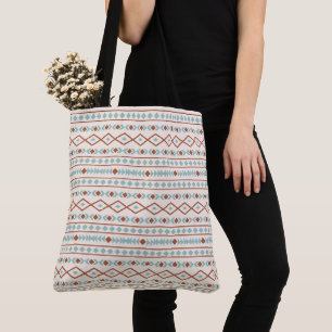 Aztec Shapes Mönster Rust Teal Cream Tygkasse