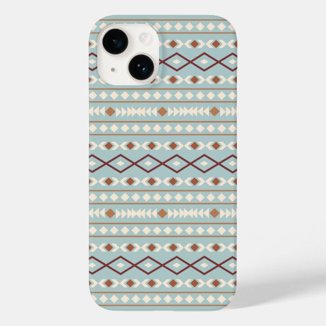 Aztec Shapes Mönster Rusts Cream Teal-Blue (Baksida)