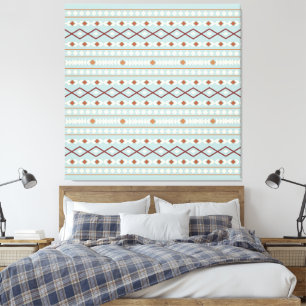 Aztec Shapes Mönster Rusts Cream Teal-Blue Canvastryck