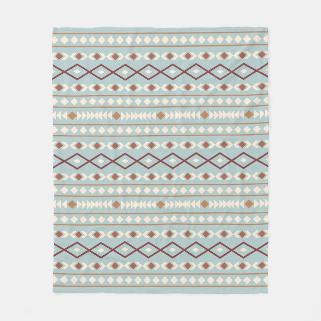 Aztec Shapes Mönster Rusts Cream Teal-Blue Fleecefilt (Framsidan)