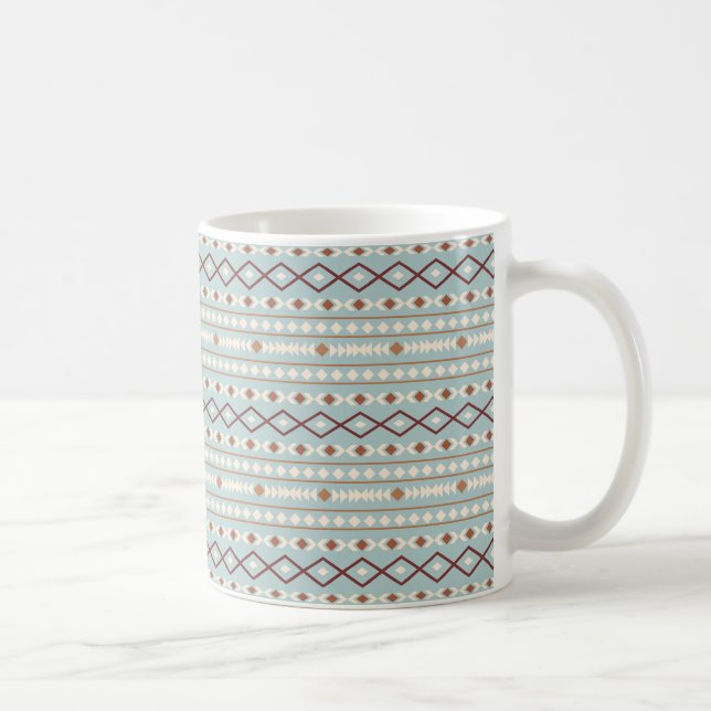 Aztec Shapes Mönster Rusts Cream Teal-Blue Kaffemugg (Höger)