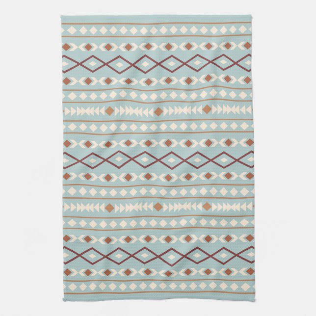 Aztec Shapes Mönster Rusts Cream Teal-Blue Kökshandduk (Vertikal)