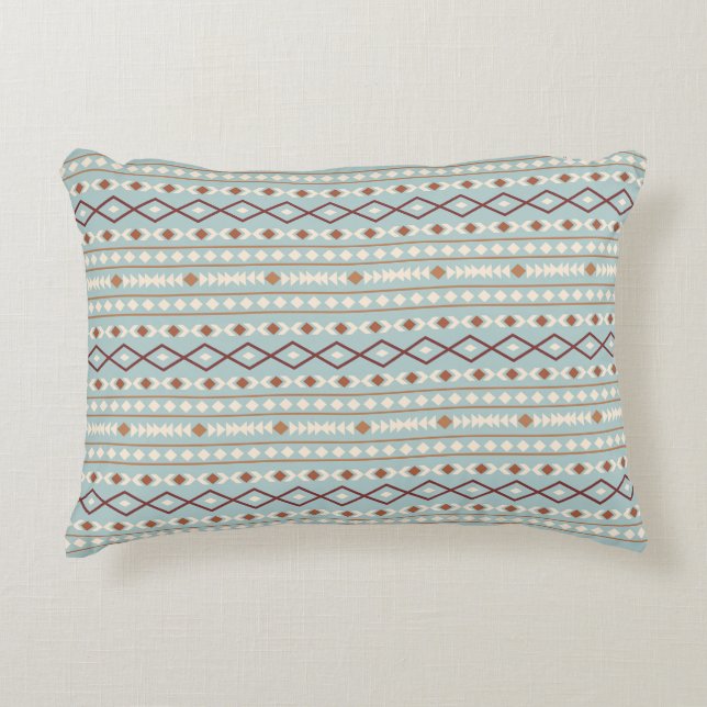 Aztec Shapes Mönster Rusts Cream Teal-Blue Prydnadskudde (Framsidan)