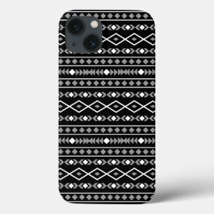 Aztec Shapes Mönster White Grått Black