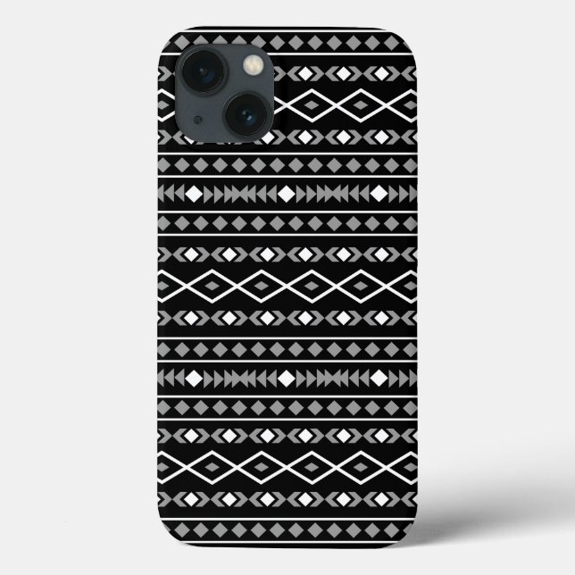 Aztec Shapes Mönster White Grått Black (Baksida)