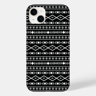 Aztec Shapes Mönster White Grått Black