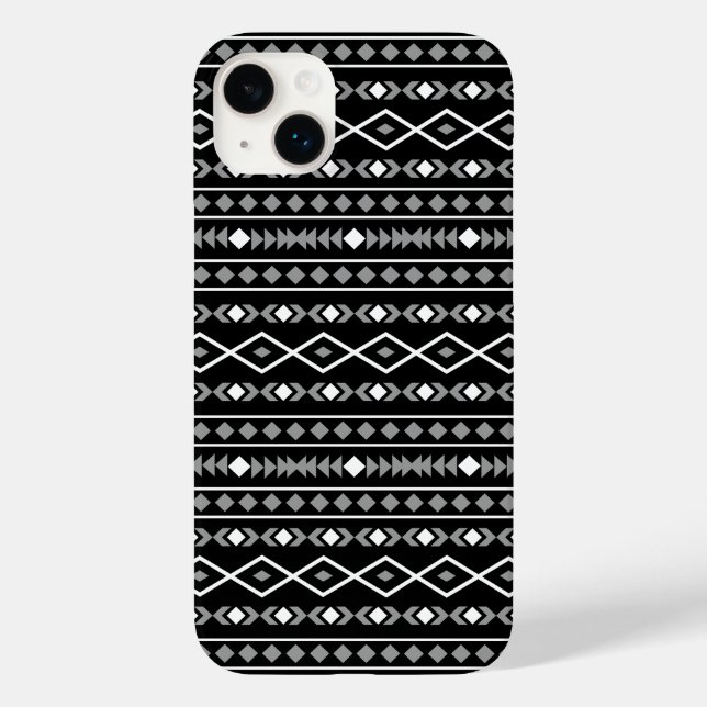 Aztec Shapes Mönster White Grått Black (Baksida)