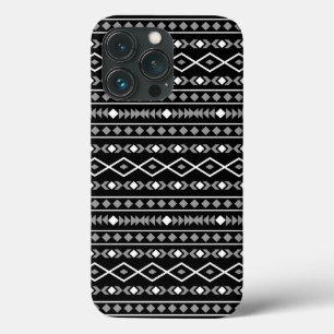 Aztec Shapes Mönster White Grått Black
