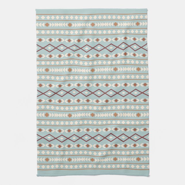 Aztec Shapes Rpt Mönster Rusts Cream Teal-Blue Kökshandduk (Vertikal)