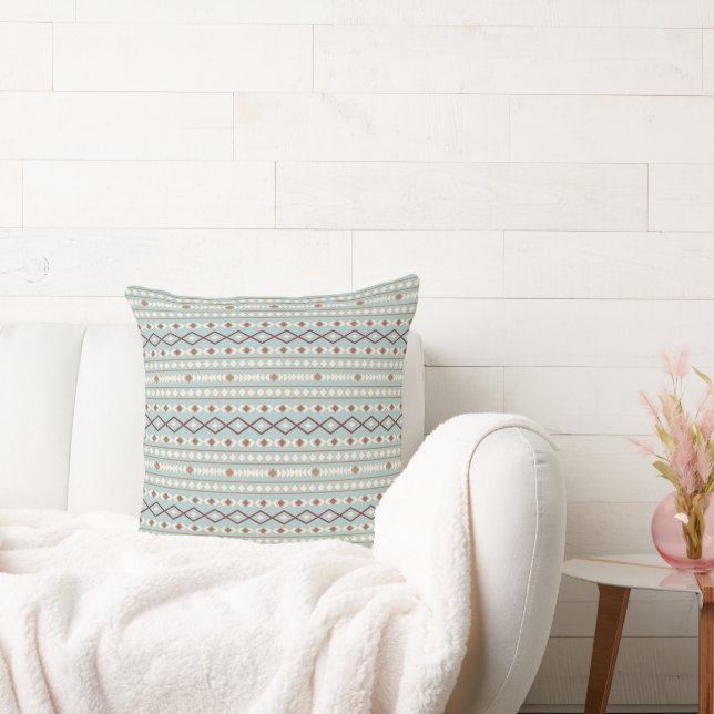 Aztec Shapes Rpt Mönster Rusts Cream Teal-Blue Kudde (Soffa)