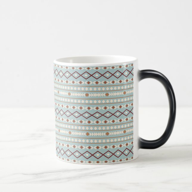 Aztec Shapes Rpt Mönster Rusts Cream Teal-Blue Magisk Mugg (Höger)