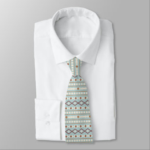 Aztec Shapes Rpt Mönster Rusts Cream Teal-Blue Slips