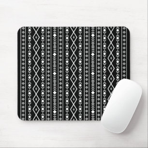 Aztec Shapes V Mönster Grått White Black Musmatta