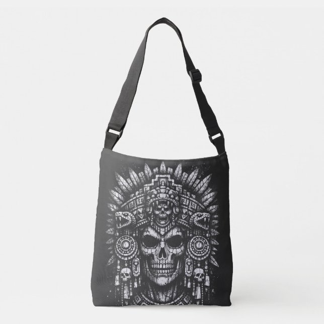 Aztec Skull Headdress av BurnsInHell Axelväska (Framsida)