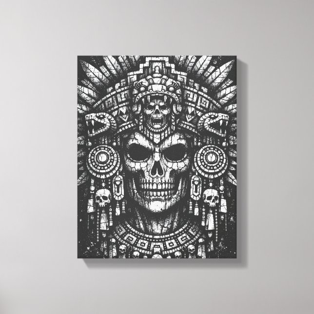 Aztec Skull Headdress av BurnsInHell Canvastryck (Framsida)