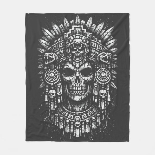 Aztec Skull Headdress av BurnsInHell Fleecefilt (Framsidan)