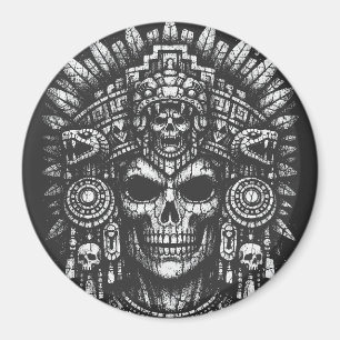 Aztec Skull Headdress av BurnsInHell Magnet