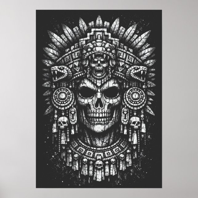 Aztec Skull Headdress av BurnsInHell Poster (Framsidan)