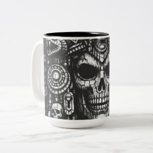 Aztec Skull Headdress av BurnsInHell Två-Tonad Mugg