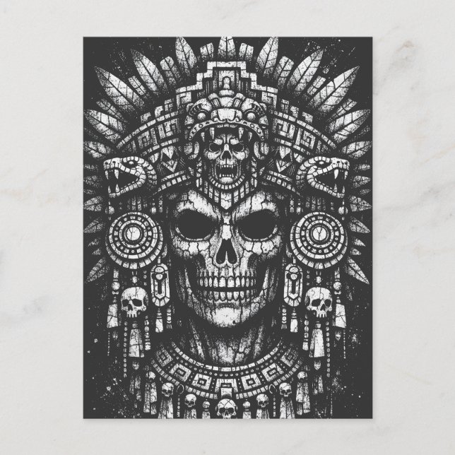 Aztec Skull Headdress av BurnsInHell Vykort (Framsida)