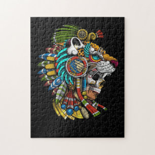 Aztec Skull Jaguar Warrior Mask Ancient Mayan Pussel