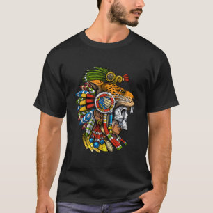 Aztec Skull Jaguar Warrior Mask Mayan T Shirt