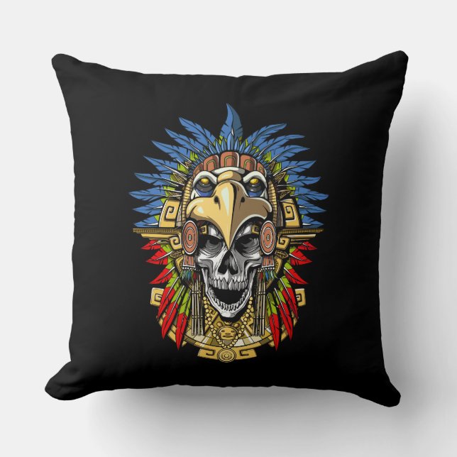 Aztec Skull Warrior Kudde (Framsida)