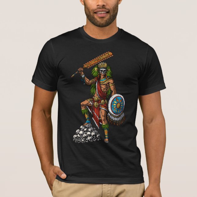 Aztec Skull Warrior T Shirt (Framsida)