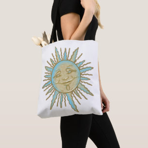 Aztec Smiling Sol Ansikte Tote Bag Tygkasse