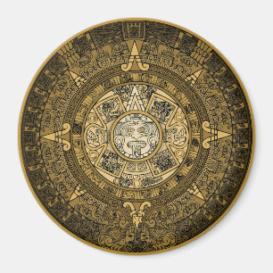 AZTEC SOL STONE CALENDAR GULD SYMBOL MAGNET