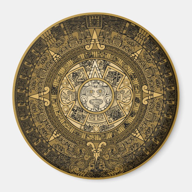 AZTEC SOL STONE CALENDAR GULD SYMBOL MAGNET (Framsidan)