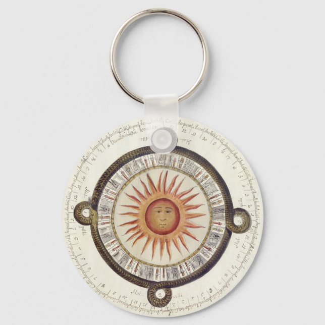 Aztec Sol Stone Nyckelring (Framsida)