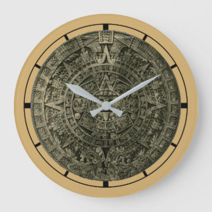 Aztec Sol Stone Zodiac Calendar Stor Klocka