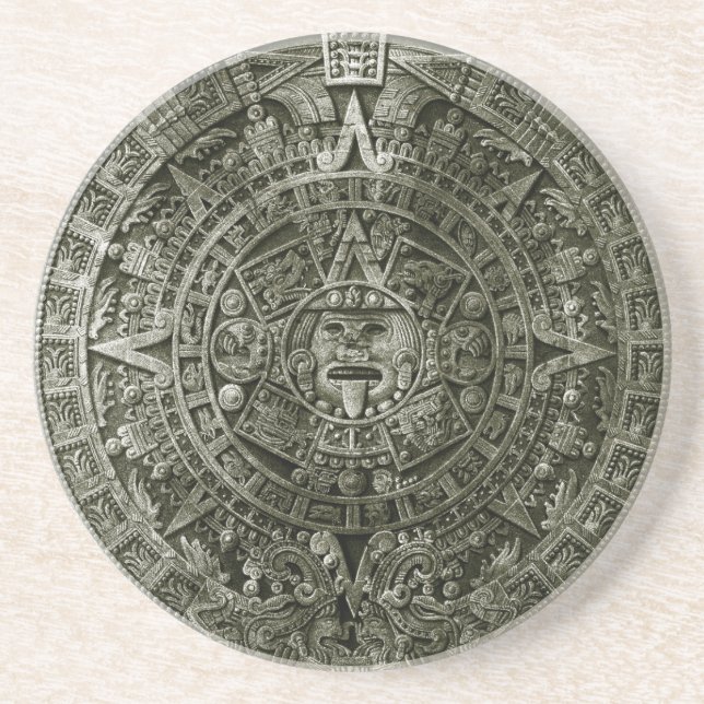 Aztec Sol Stone Zodiac Calendar Underlägg (Framsidan)